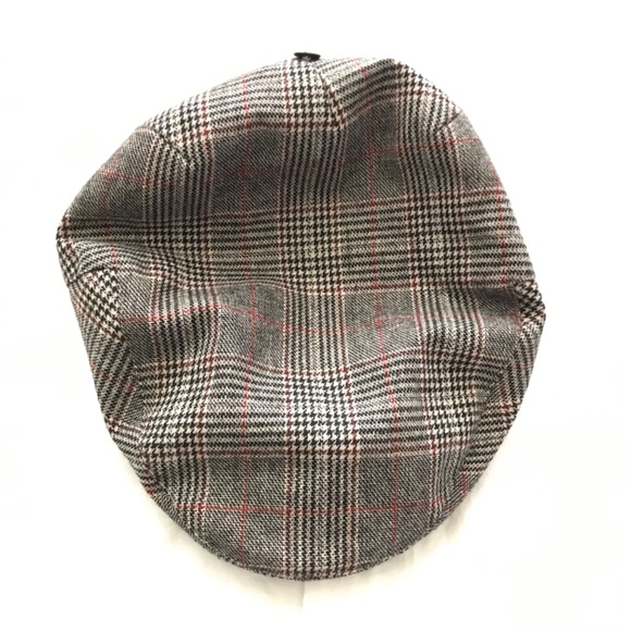 NWT Tip Top Tailors Burgundy Plaid Hat Unisex Black White Red Gatsby Cap Flat - Picture 1 of 12